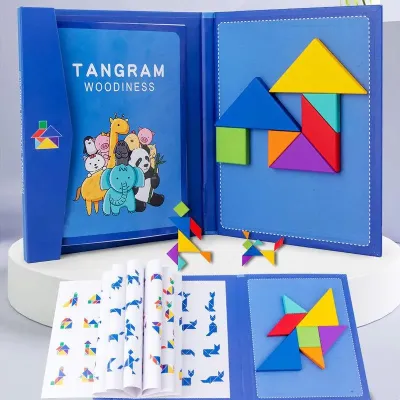 Magnetic Tangram with Colorful Puzzle Board
